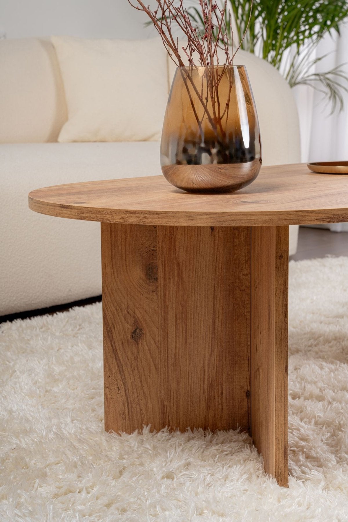 Table basse ovale aspect pin atlantique Sabla - 119x60 