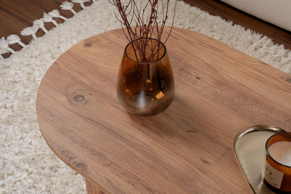 Table basse ovale aspect pin atlantique Sabla - 119x60 