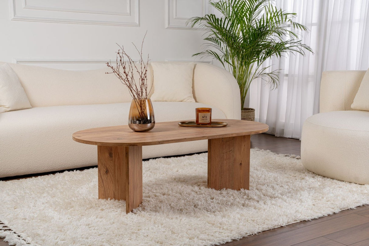 Table basse ovale aspect pin atlantique Sabla - 119x60 