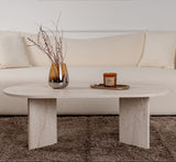 Ovale Salontafel Travertin look Sabla - 119x60