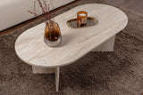 Ovale Salontafel Travertin look Sabla - 119x60