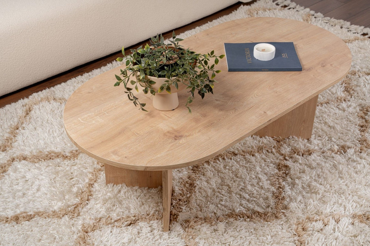 Table basse ovale Sapphire en chêne Look Sabla - 119x60 