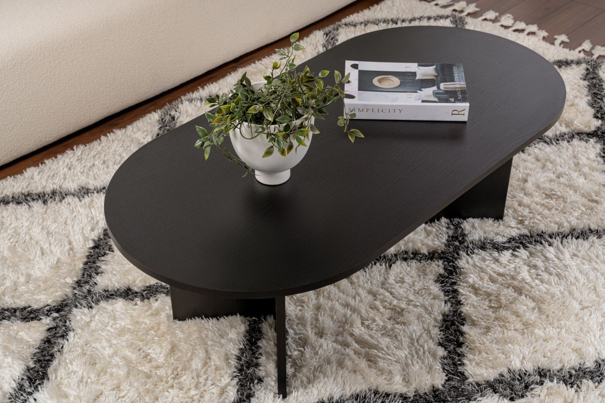 Table basse ovale aspect bois noir Sabla - 119x60 