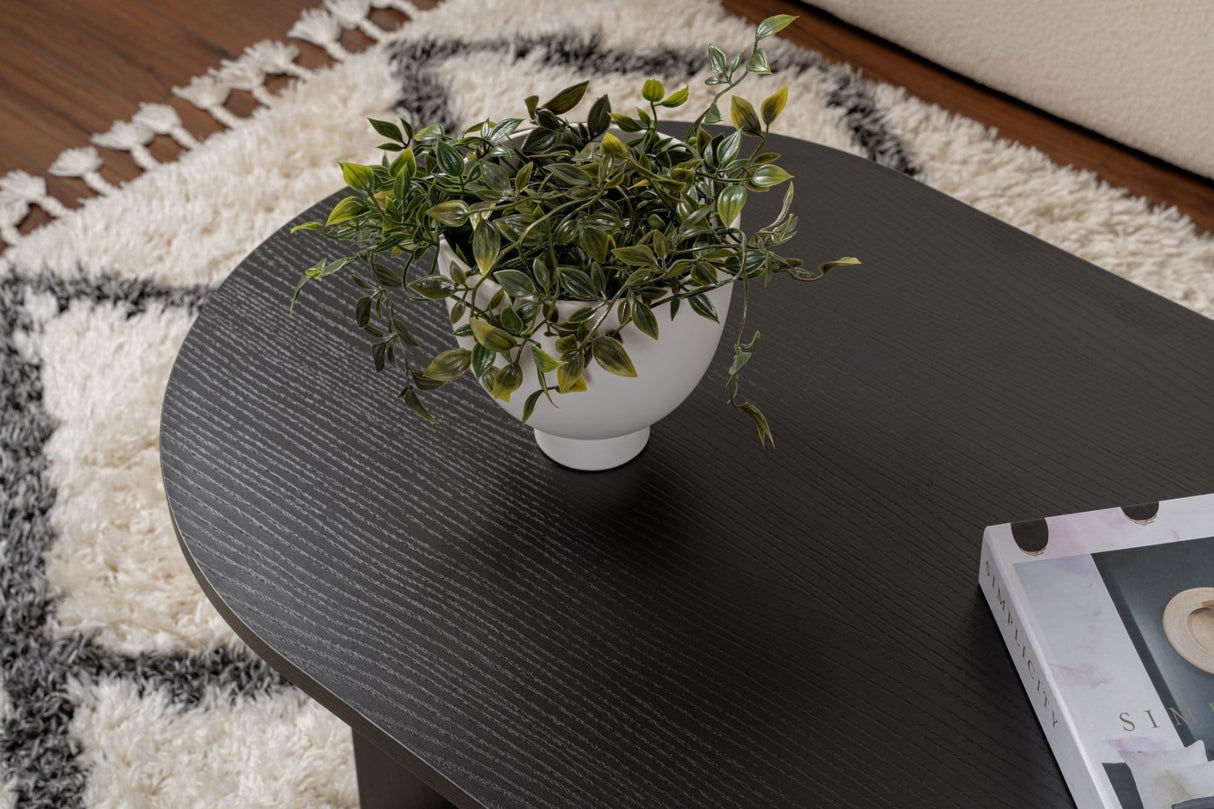 Table basse ovale aspect bois noir Sabla - 119x60 
