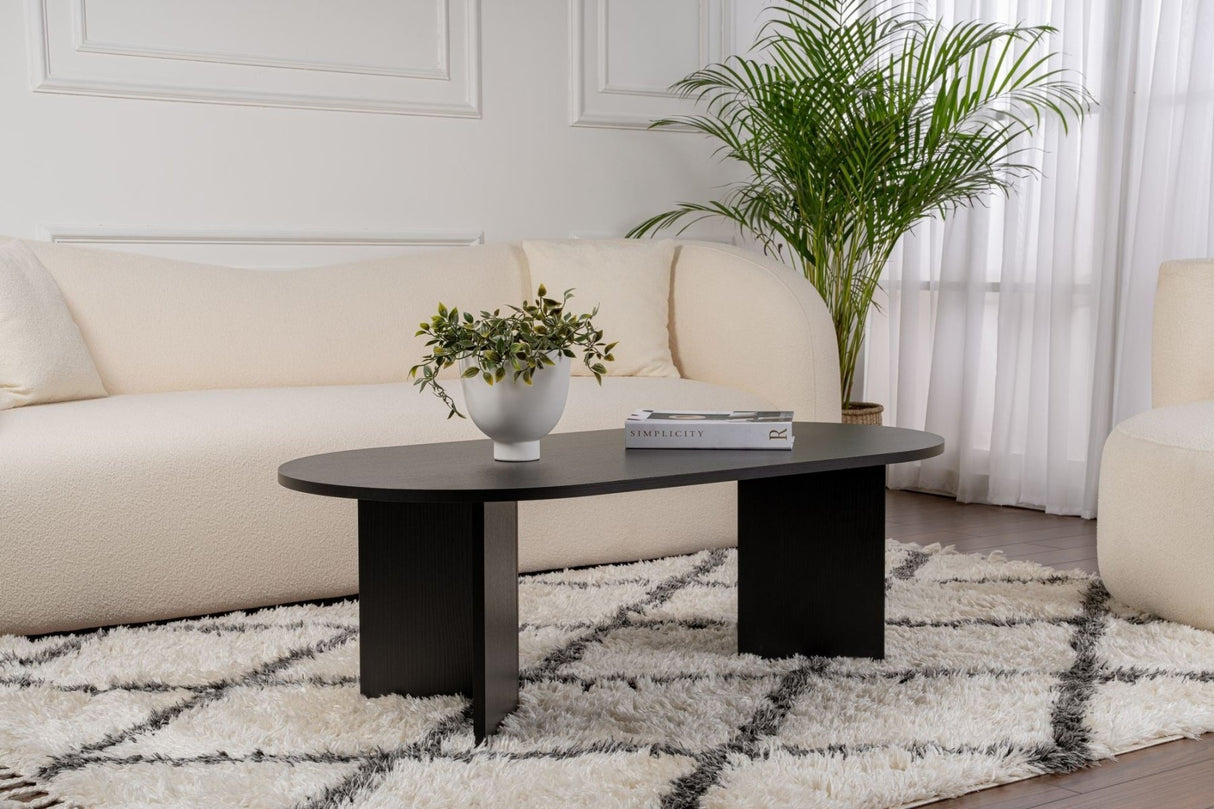 Table basse ovale aspect bois noir Sabla - 119x60 
