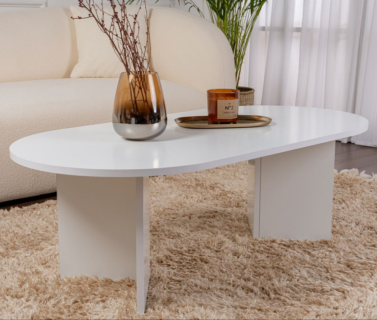 Table basse ovale Sapphire blanc Sabla - 119x60 