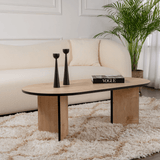 Table basse chêne mélaminé noir forme arc Koda 119x60 cm