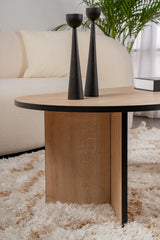 Table basse chêne mélaminé noir forme arc Koda 119x60 cm