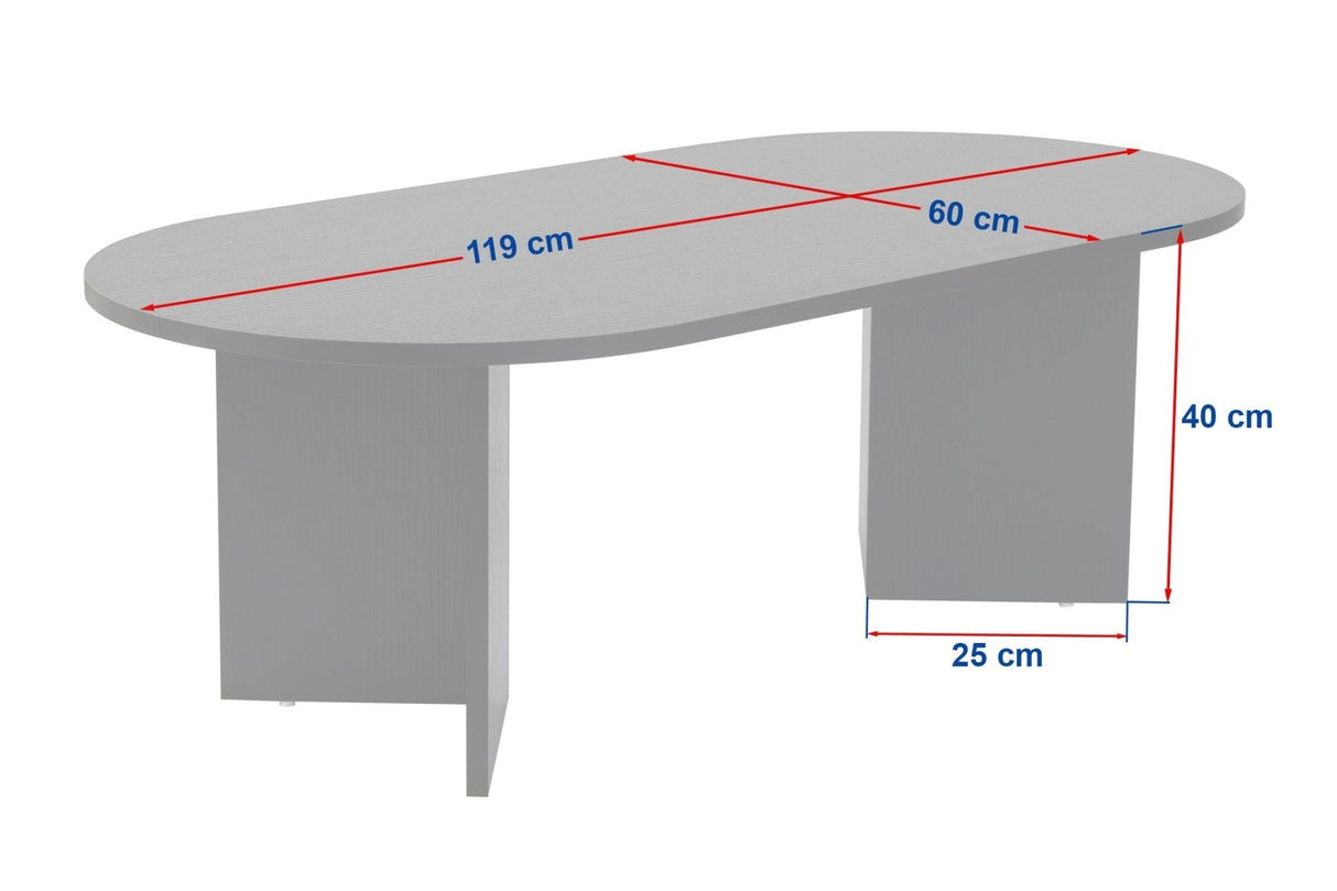 Table basse chêne mélaminé noir forme arc Koda 119x60 cm
