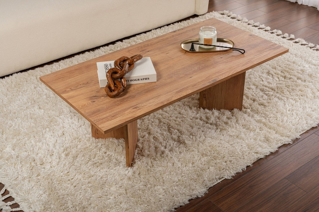 Table basse rectangulaire Siban aspect pin atlantique - 119x60 cm 