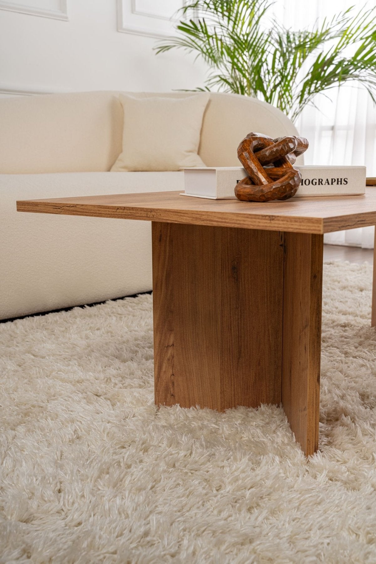 Table basse rectangulaire Siban aspect pin atlantique - 119x60 cm 