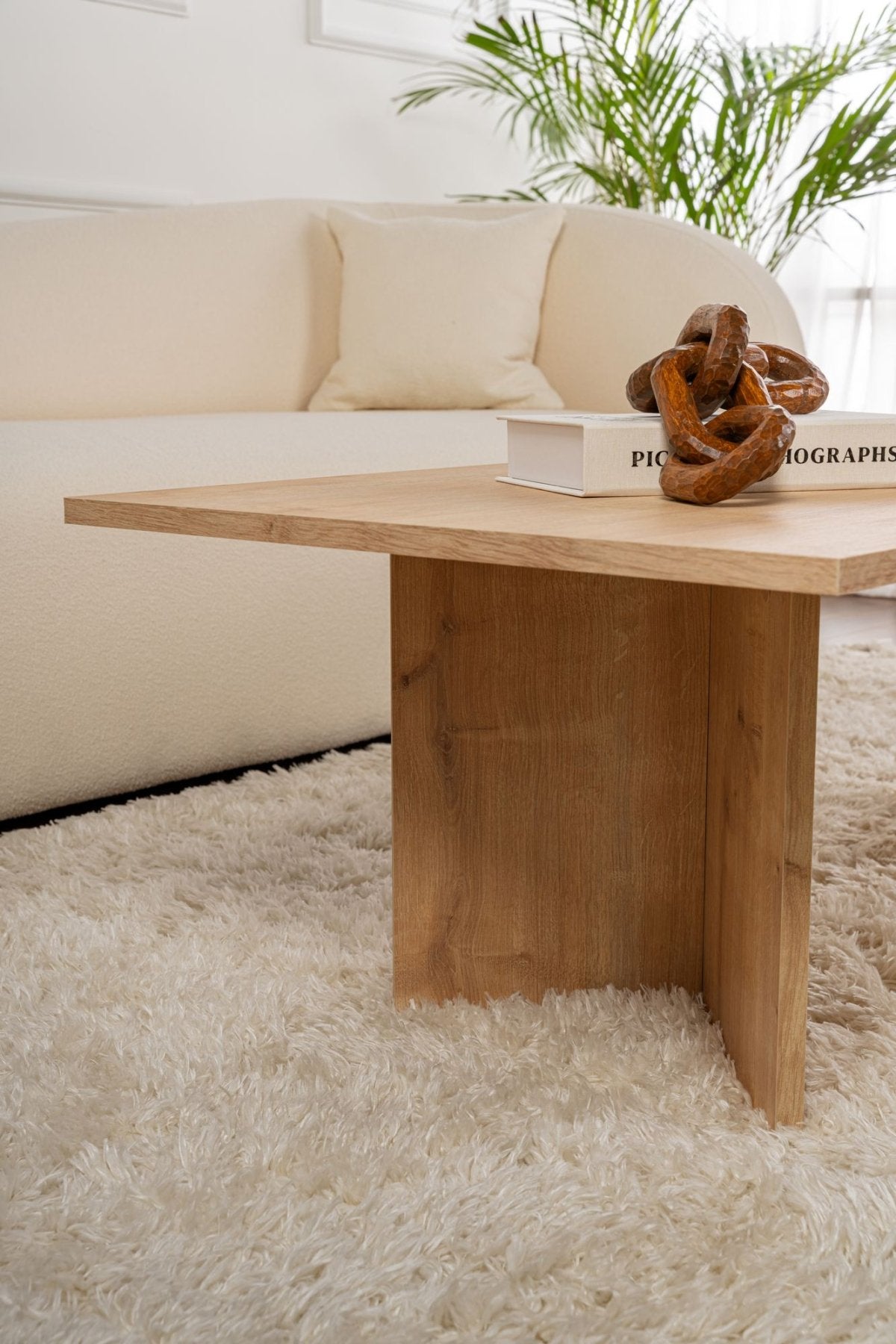 Table basse rectangulaire Siban Sapphire aspect chêne - 119x60 cm 