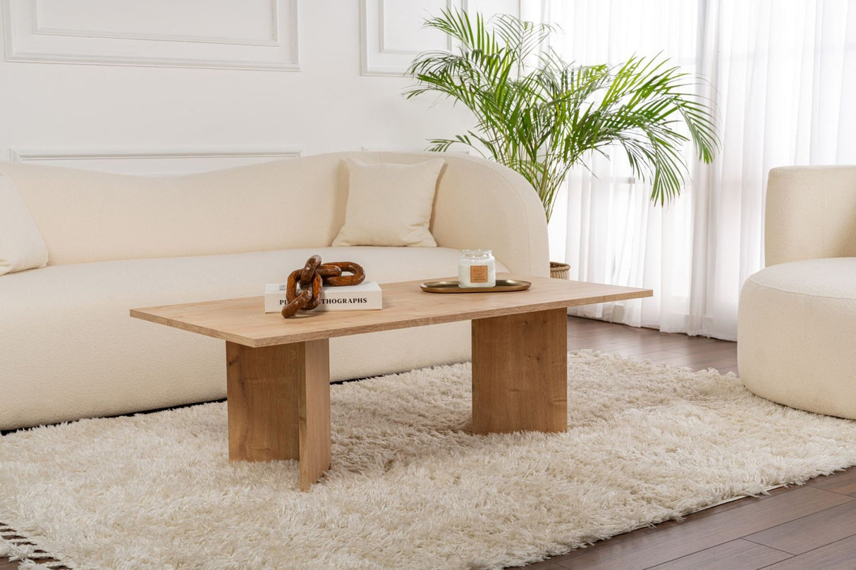 Table basse rectangulaire Siban Sapphire aspect chêne - 119x60 cm 