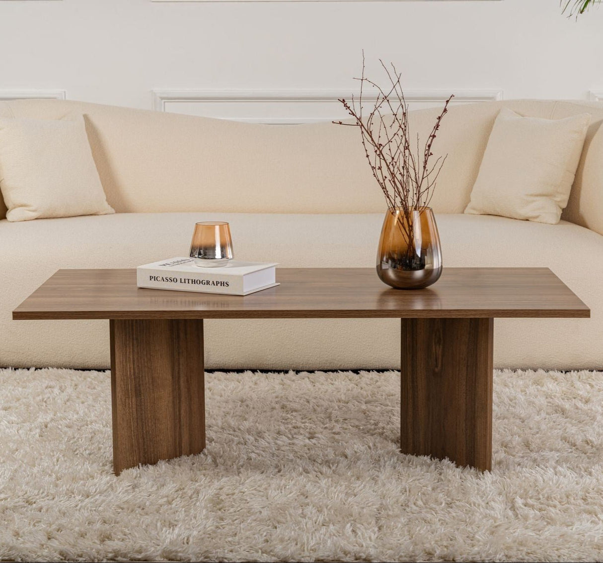 Table basse rectangulaire Siban aspect noyer - 119x60 cm 