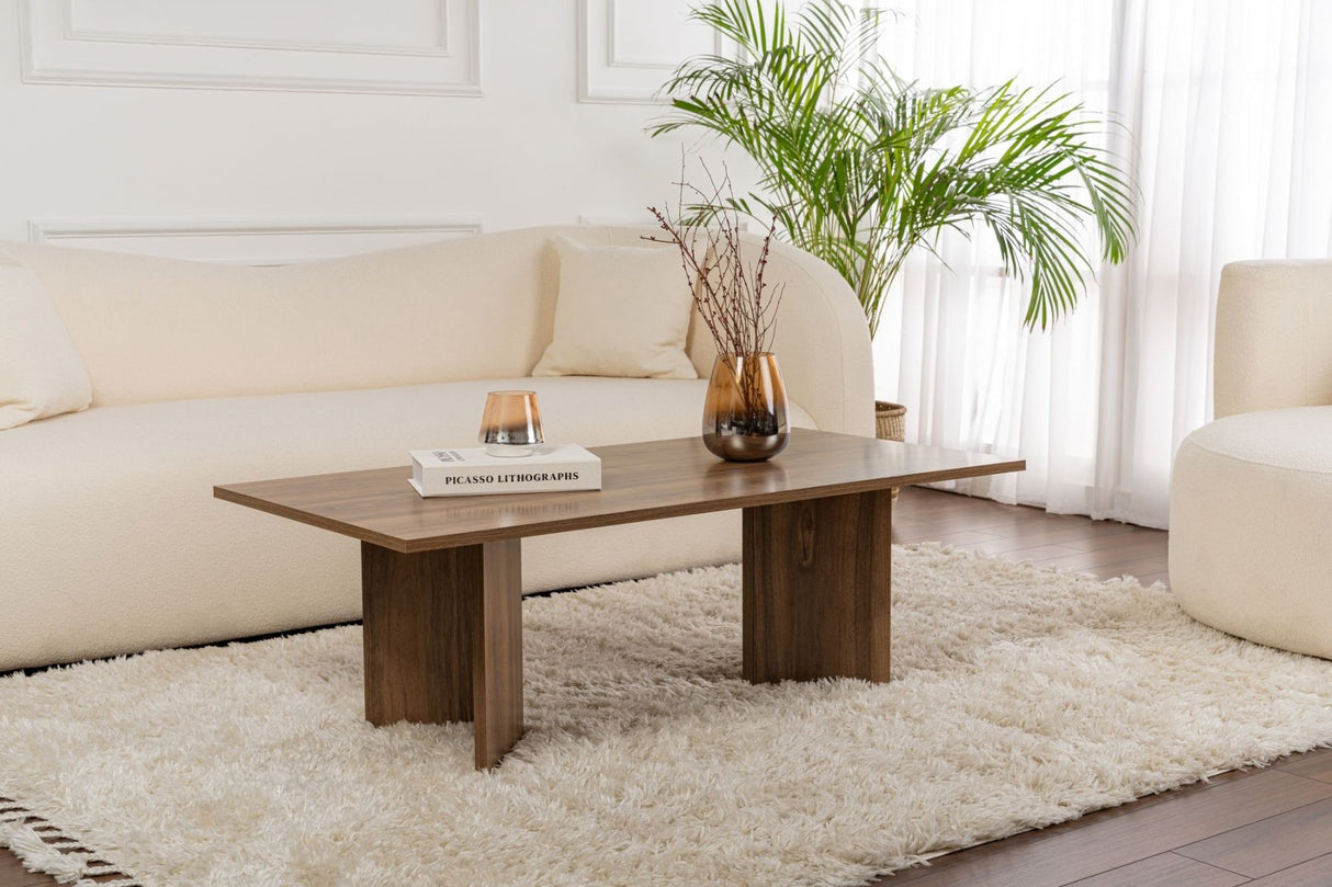 Table basse rectangulaire Siban aspect noyer - 119x60 cm 