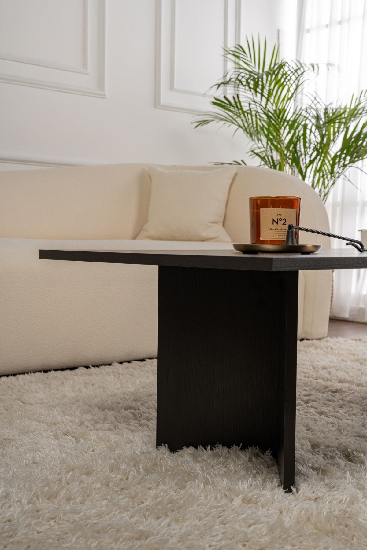 Table basse rectangulaire Siban aspect bois noir - 119x60 cm 