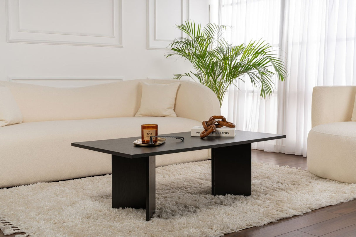 Table basse rectangulaire Siban aspect bois noir - 119x60 cm 