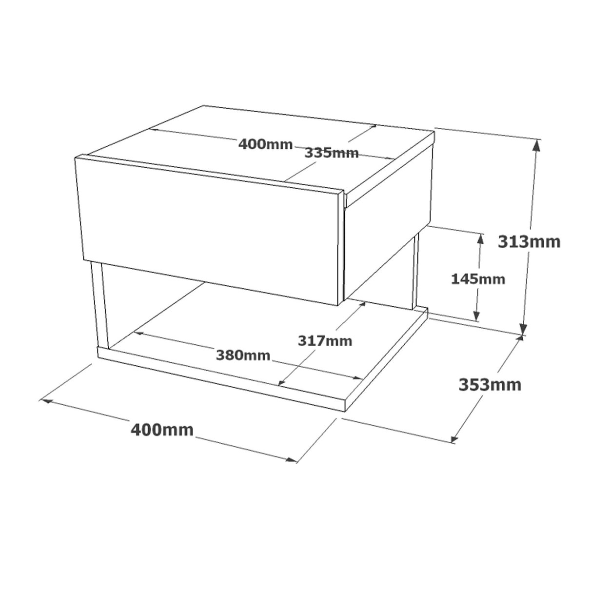 Table de chevet Maui Silver Mélamine 40x35.3x31.3 cm