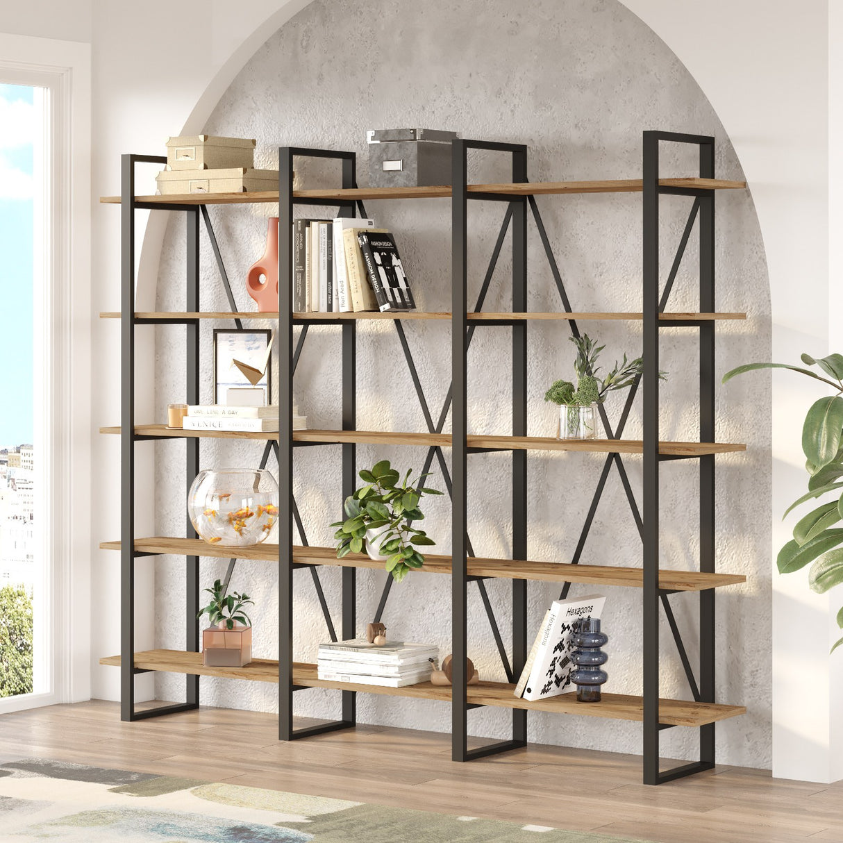 Bibliothèque Lyra Atlantic Pine Melamine 219.6x180x34 cm