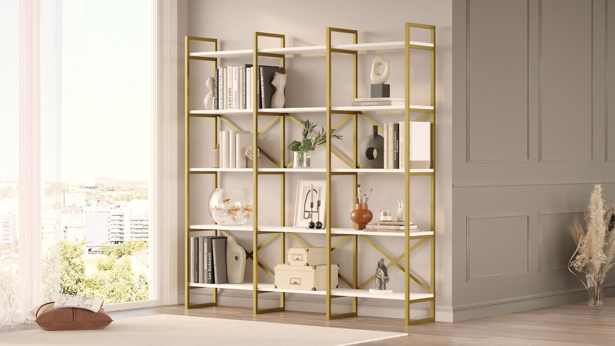 Boekenkast Valdis Wit Goud Melamine 170x175x30 cm