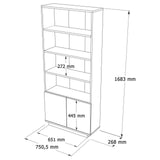 Boekenkast Nautica Atlantisch Dennenhout Wit Melamine 75x168,3x26,8 cm