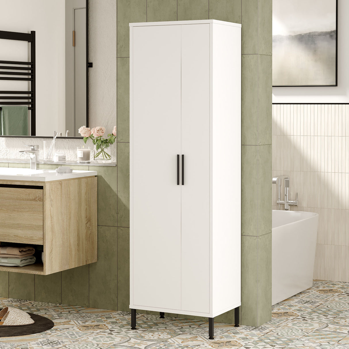 Armoire murale ithaca mélamine blanche 50,4x165x35,7 cm