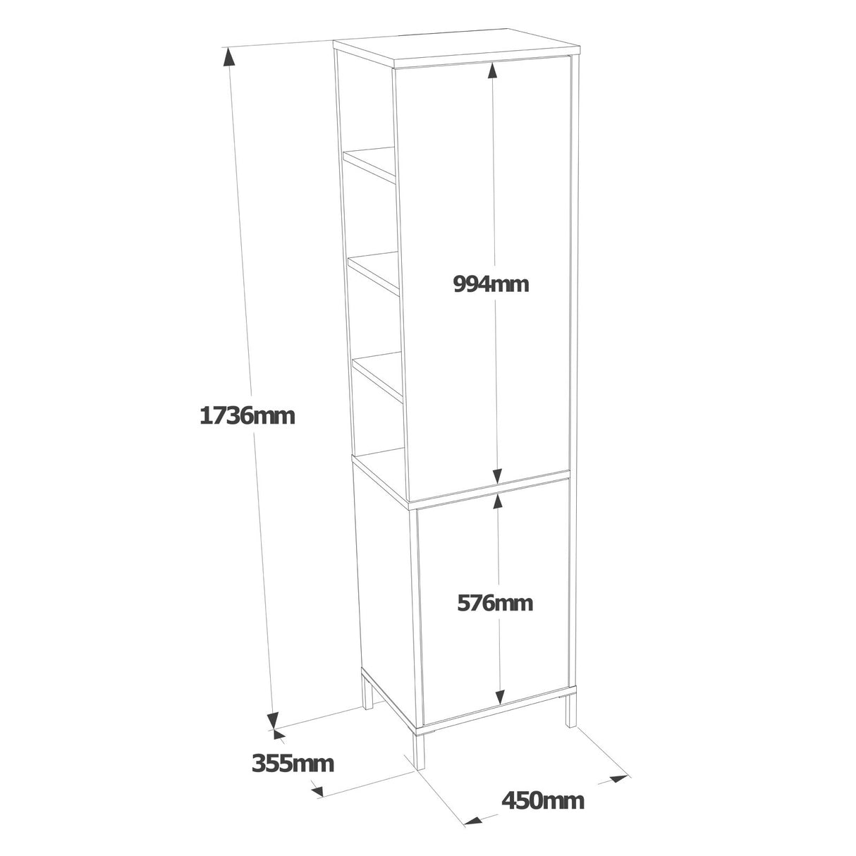 Armoire murale Nimbus Mélamine blanche 45x173.6x35,5 cm