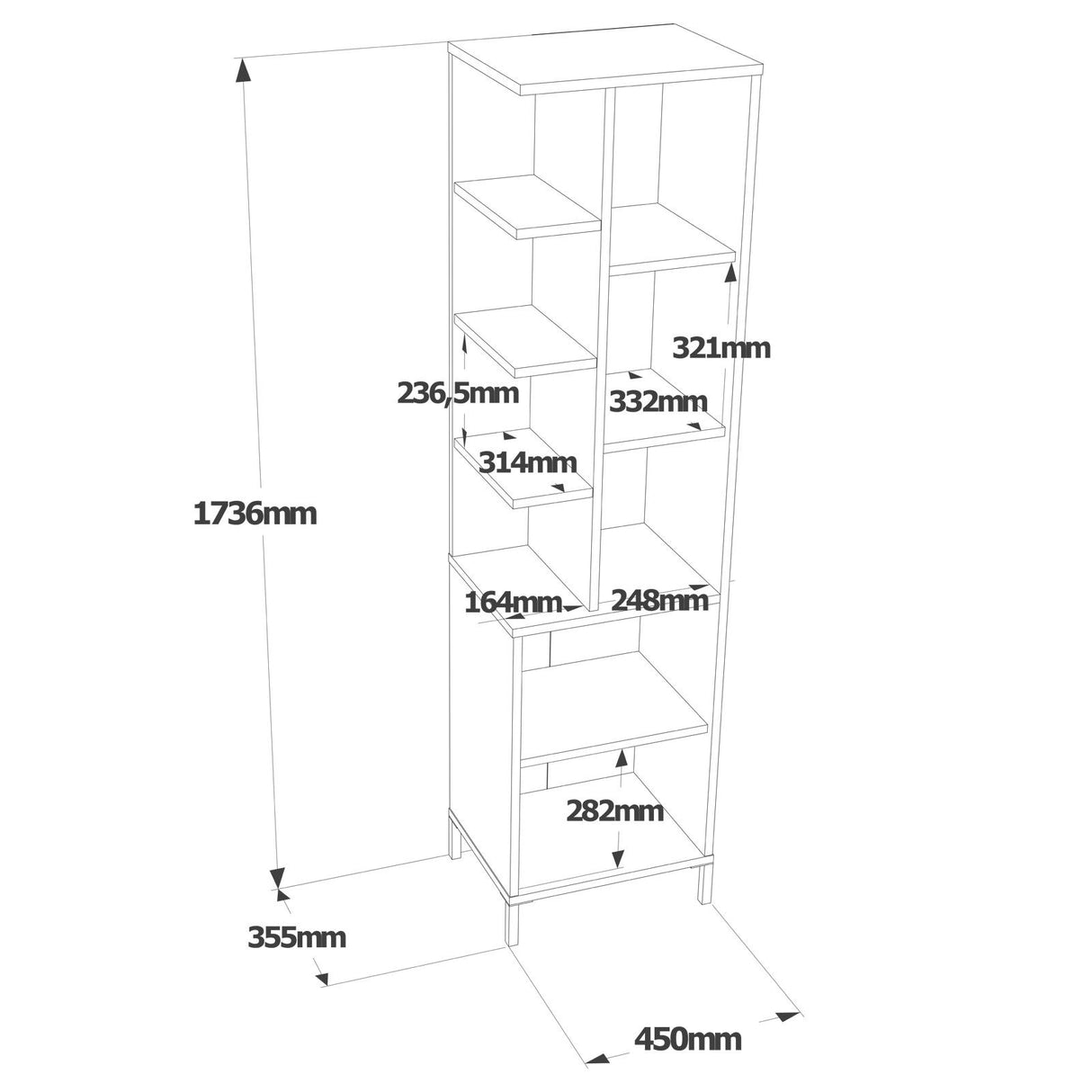 Armoire murale Nimbus Mélamine blanche 45x173.6x35,5 cm