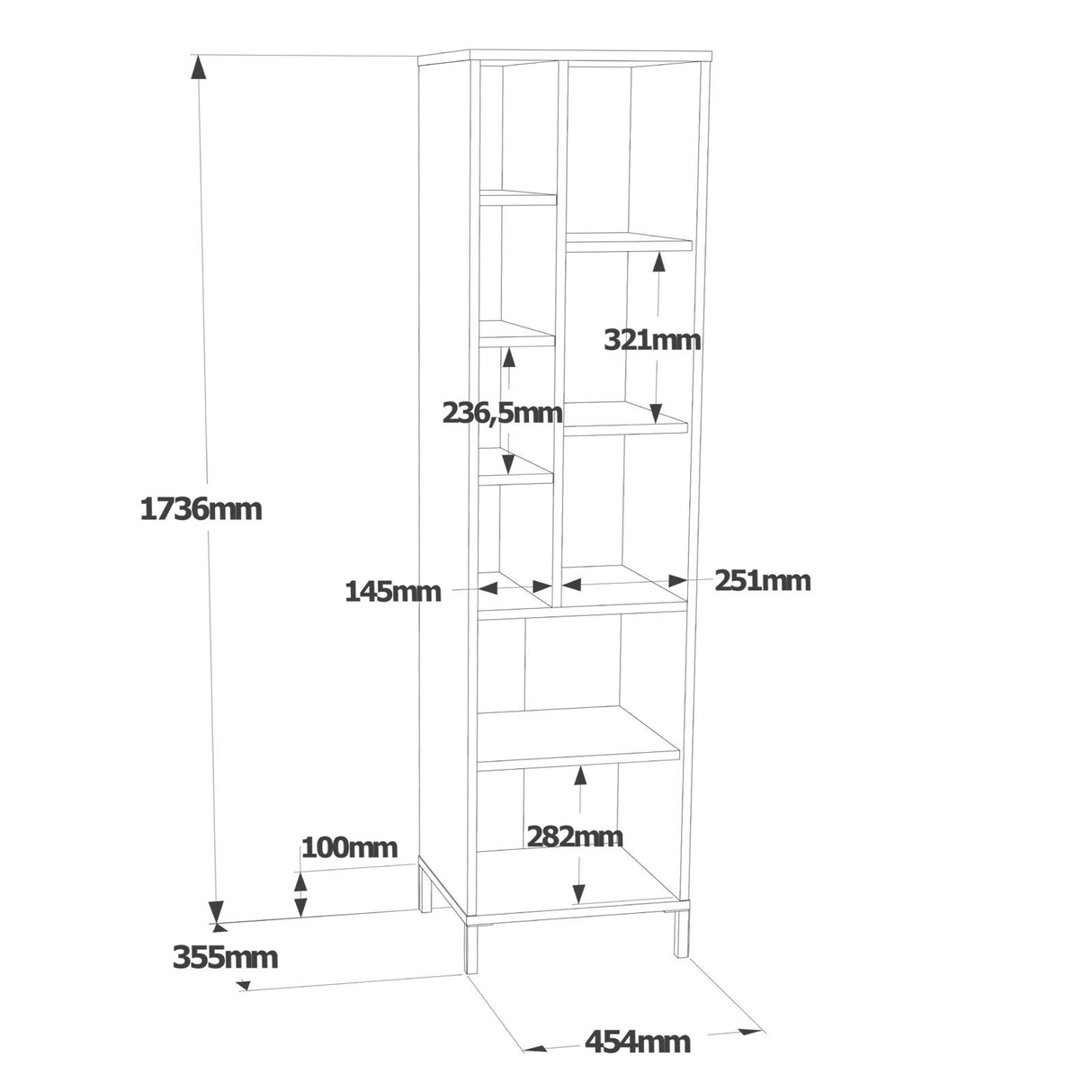 Armoire murale lumen mélamine blanche 45x173.6x35,5 cm