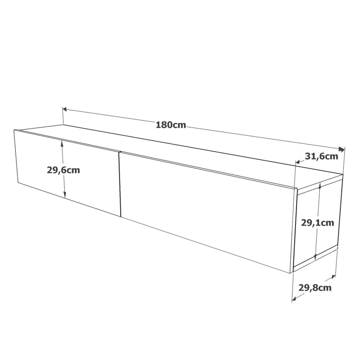 Meubles de télévision Turin Pine Mélamine 180x29.6x31.6 cm