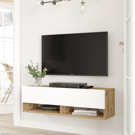 TV Meubel Elba Atlantisch Dennenhout Wit Melamine 100x29,1x31,6 cm