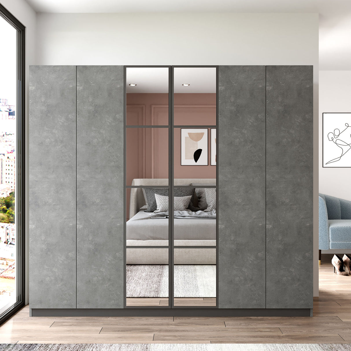 Armoire orbis anthracite gris mélamine 207.6x183.8x50 cm