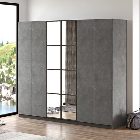 Armoire orbis anthracite gris mélamine 207.6x183.8x50 cm