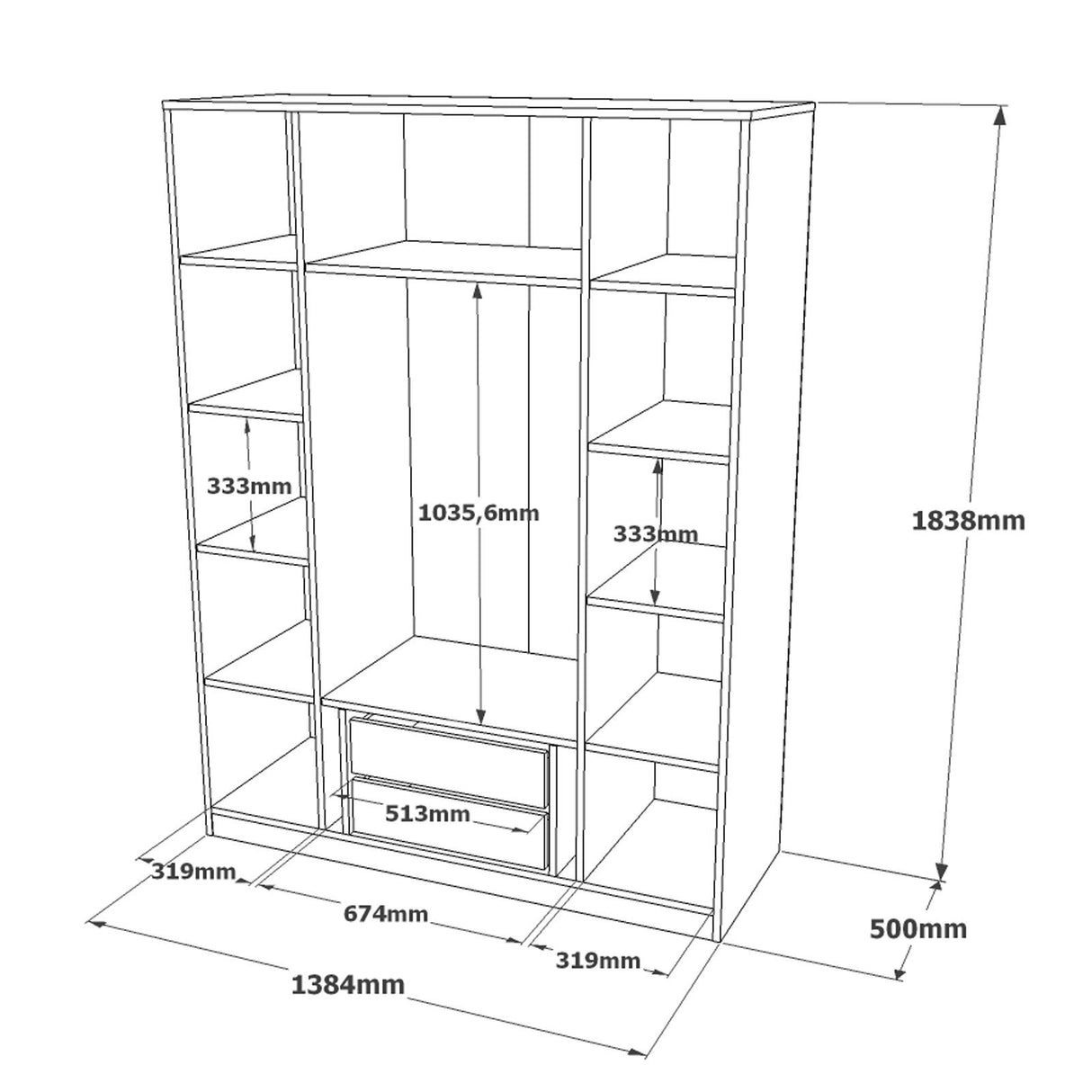 Kledingkast Astra Wit Melamine 138,4x183,8x50 cm