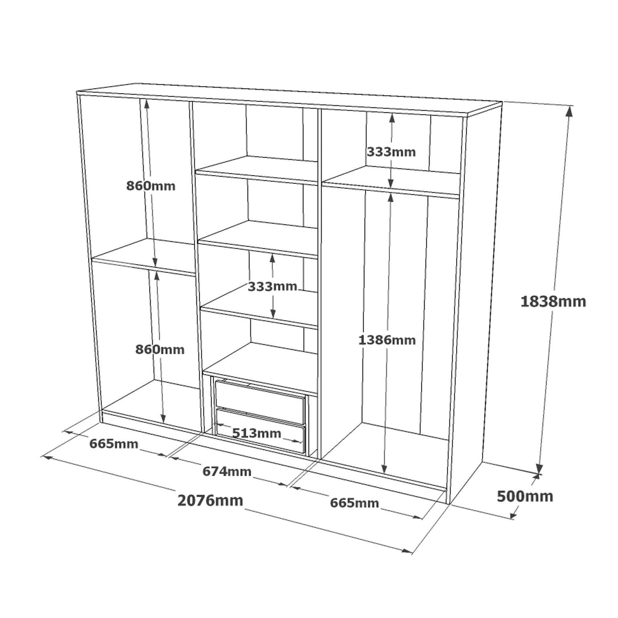 Kledingkast Astra Wit Melamine 207,6x183,8x50 cm