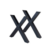 Ensemble de 2 pieds de table X-pied Noir Métal 