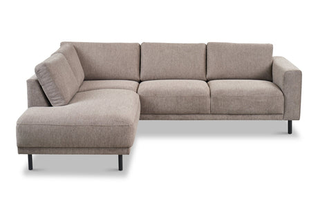 Moderne 3-zits Hoekbank Rechts Taupe Stof Aniko met Lounger 240x197x78 cm