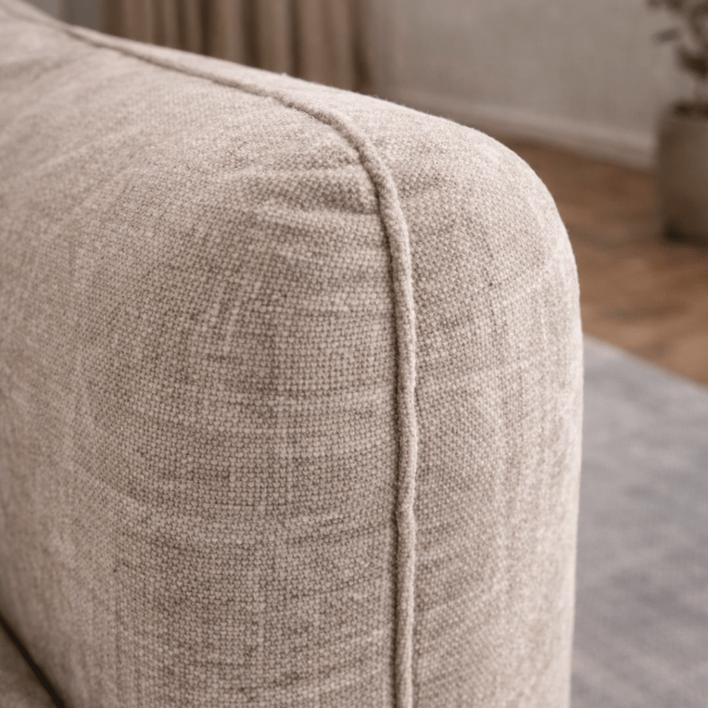 Canapé d'angle chaise longue beige tissu structuré Dwayne - gauche