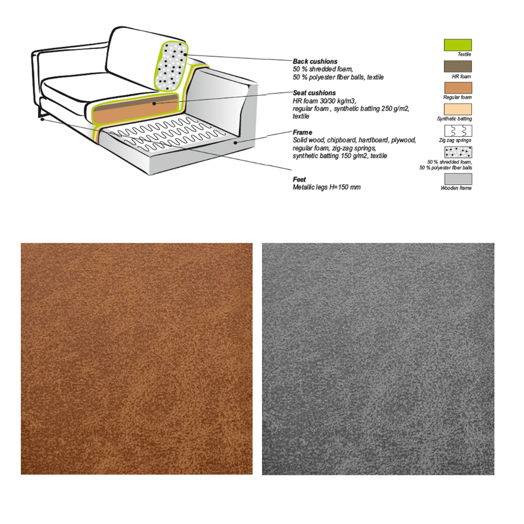 Hoekbank Tulin cognac microvezel rechts
