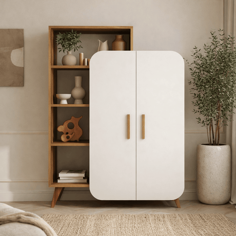 Bibliothèque Forme de noix Mélamine blanche 90x132x32 cm