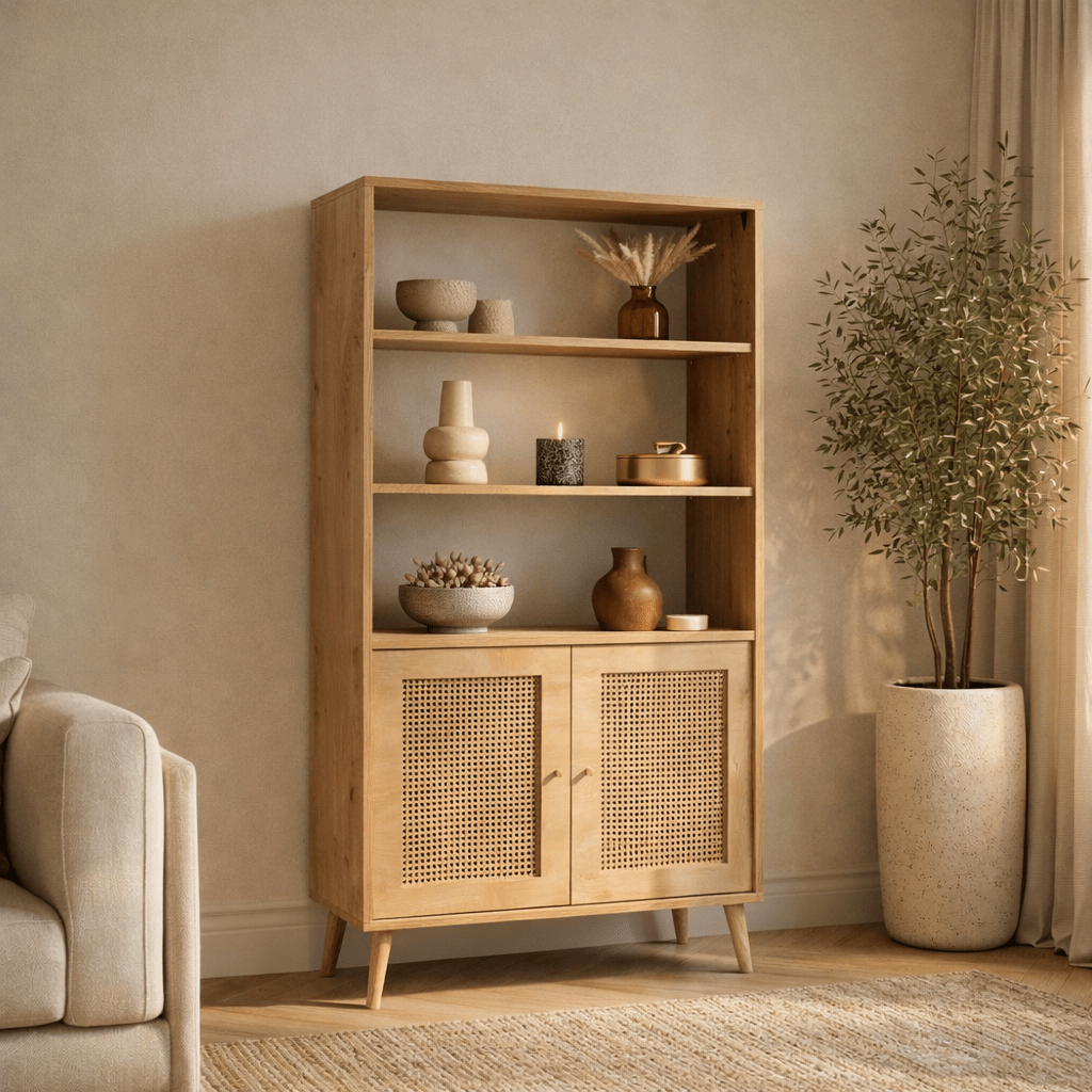 Boekenkasten - Boekenkast Hazeran Eik Beukenhout 40x90x158 cm - Dimehouse
