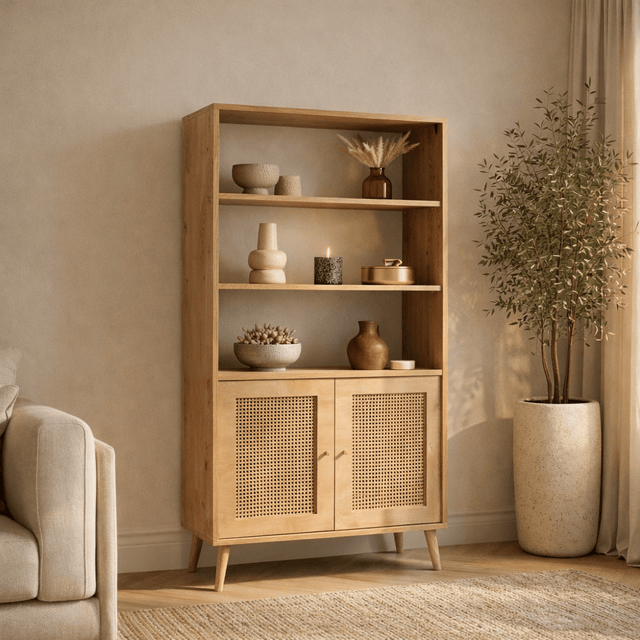 Boekenkasten - Boekenkast Hazeran Eik Beukenhout 40x90x158 cm - Dimehouse