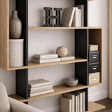 Boekenkasten - Boekenkast Mito Sonoma Eik Antraciet Melamine 110x161x25,5 cm - Dimehouse