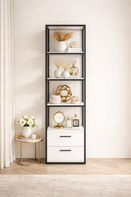 Boekenkast Robbins Black Zwart Wit Melamine 39x160x39 cm