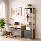 Boekenkast Robbins Gold Goud Antraciet Melamine 39x160x39 cm
