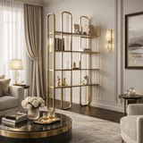 Bibliothèque Sierra Jaune Mélamine 124x182x26 cm