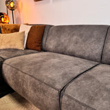 Canapé d'angle industriel Brisbane en éco-cuir anthracite - gauche 
