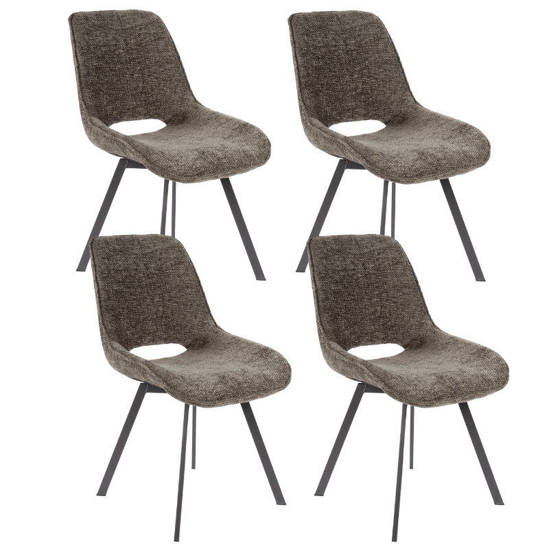 Set van 4 draaibare eetkamerstoelen Silos chenille taupe