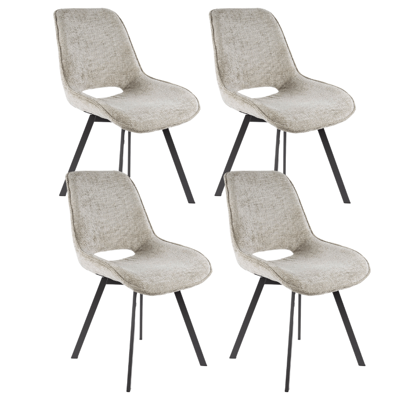 Set van 4 draaibare eetkamerstoelen Silos chenille beige