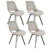 Set van 4 draaibare eetkamerstoelen Silos chenille beige